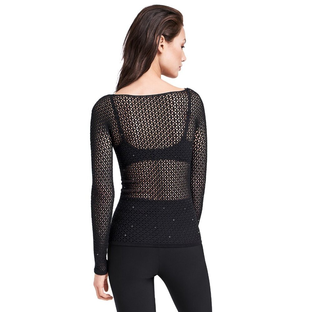 Wolford JEANNE Wool Mesh Pullover Swarovski Elements Black Crystals Sweater NEW - Picture 2 of 12
